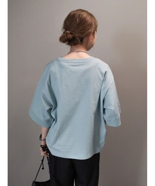 AMERICAN HOLIC 接触冷感ＳＺ５分袖カットプルオーバー Sax