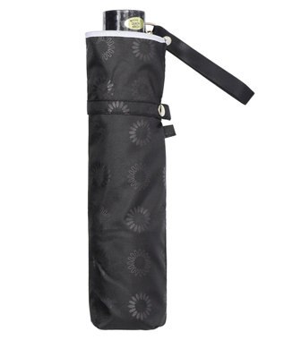 MOONBAT LANVIN en Bleu 折りたたみ傘 ジャカード×パイピング 簡単開閉 大きめ55cm ブラック