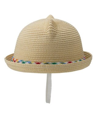 MIKI HOUSE HOT BISCUITS 【44-48cm】 麦わら風 くまみみ ハット ベージュ