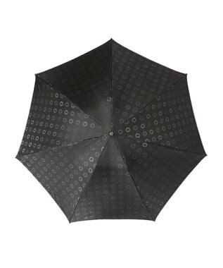 MOONBAT LANVIN en Bleu 折りたたみ傘 ジャカード×パイピング 簡単開閉 大きめ55cm ブラック