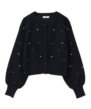 earth music&ecology パール＆ビジューカーディガン Black