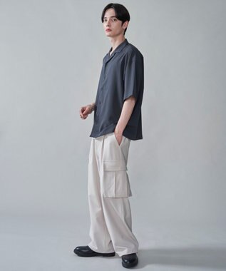 WEGO クレープオープンカラーシャツ（SS） ブラック中濃色