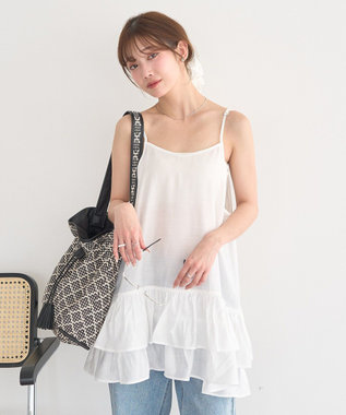 earth music&ecology ティアードフリルヘムキャミソール Off White