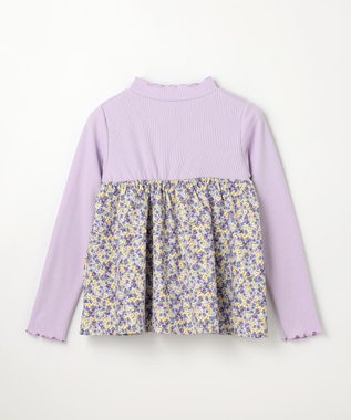 ANY KIDS ドッキング花柄カットソー ラベンダー