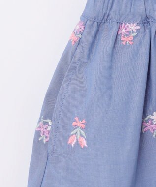 ANY KIDS フラワー 刺繍 キュロット デニムブルー