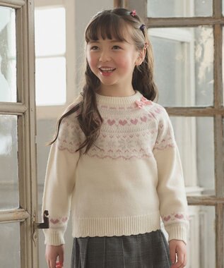 ANY KIDS ノルディック柄 ニット エクリュ系