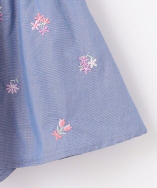 ANY KIDS フラワー 刺繍 キュロット デニムブルー
