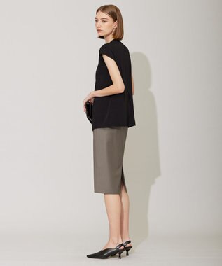 ICB 【洗える】エステルダブルクロス プルオーバーブラウス ブラック系