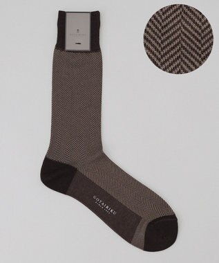 GOTAIRIKU 蒸れにくい/高耐久【日本製/ビジカジ兼用/定番】オリジナル コーデュラ混 ソックス_ヘリンボーン柄 ダークブラウン系8