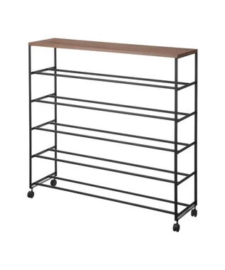 tower 天板付きシューズラック タワー 5段 キャスター付 W90 ブラック ブラック