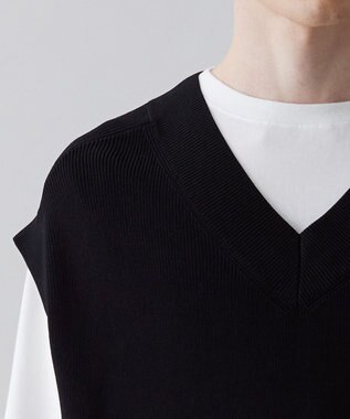 UNFILO MENS イージーケア ニットベスト [23年春夏商品] ブラック