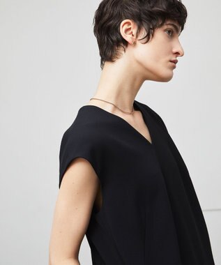BEIGE， 【洗える】LORRAINE / Vネックドレス Black