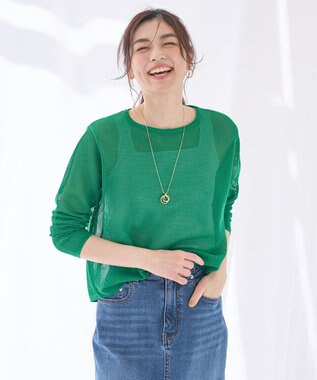 ANY 【アンチピリング】メッシュニットプルオーバー グリーン