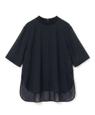 BEIGE， MOYE / スカーフ付き ハーフスリーブブラウス Navy