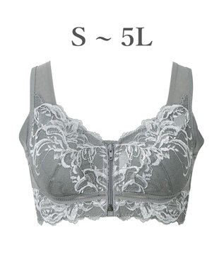 BRADELIS New York 【BRADELIS NewYork peace ブラデリス】すらっと細みえフロントファスナーブラ24 脇高設計ですっきり ブラジャー 補正ブラ  小さく見せるブラ DB124201 モスグレー