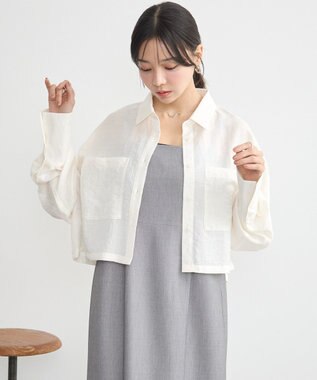 earth music&ecology Ｗポケットショートシャツ Off White