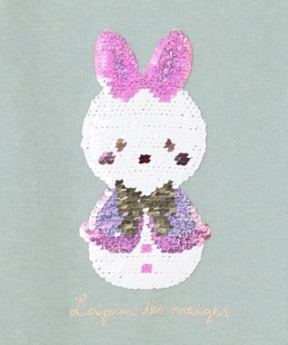 ANY KIDS 裏シャギーミラクルスパンコールトレーナー ミント（雪だるま×ウサギ）