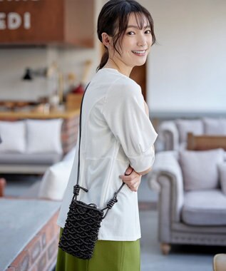 Tiaclasse マクラメショルダーバッグ ブラック