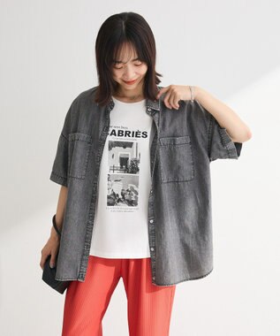 Green Parks 半袖シアーデニムシャツ Black
