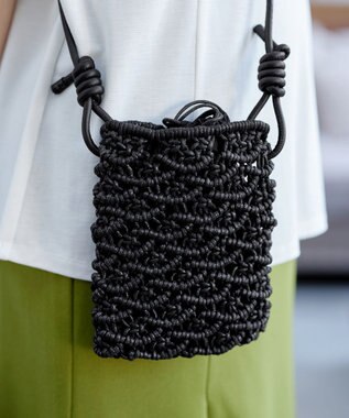 Tiaclasse マクラメショルダーバッグ ブラック