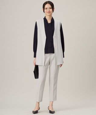 自由区 【セットアップ対応・洗える】トリアセダブルクロステーパード パンツ ライトグレー系