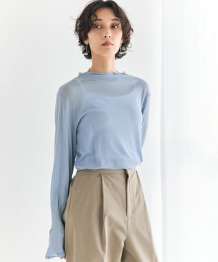 #Newans 【洗濯機可能】フレアカフスシアープルオーバー ブルー