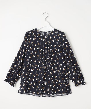 自由区 【セットアップ対応・洗える】ドットプリント ブラウス ネイビーベース