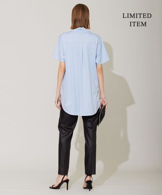 ICB 【WEB限定】ブラウスライクスムース スタンドカラーカットソー スカイブルー系