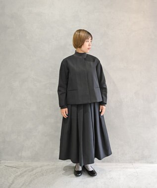 muuc トリプルクロス タックフレアスカート｜軽くてふっくらした三重織り生地・セットアップ可能 ブラック