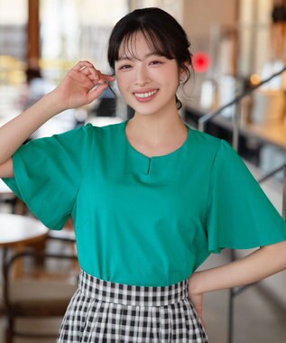 Tiaclasse 【おのののかさん着用】「サマケア」キーネックフレアスリーブトップス