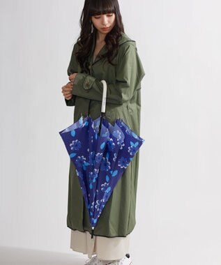 MOONBAT 【超撥水】フロータス (FLO(A)TUS) 長傘 ストライプフラワー 耐風 ネイビーブルー