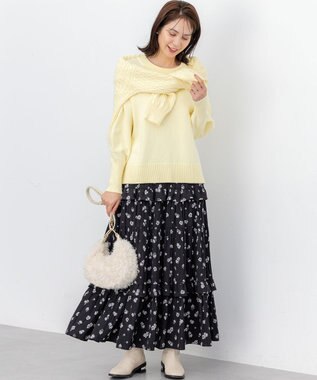 組曲 S 【加藤ローサさん着用】コットンカシミヤMIX ケーブル ニット イエロー系