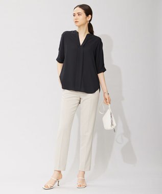 ICB L 【洗える】レーヨンライクトロ スティックパンツ トープ系