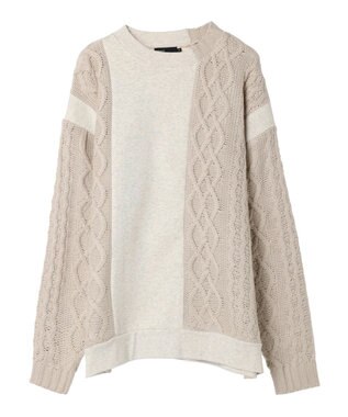 CRAFT STANDARD BOUTIQUE ケーブルニット切り替え裏起毛スウェット Oatmeal