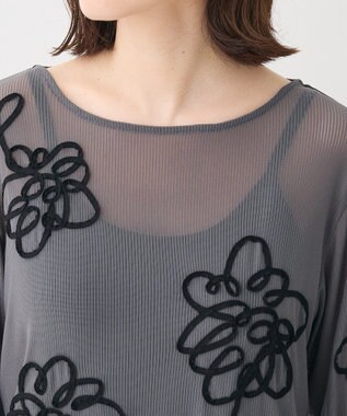 Green Parks ・ＥＬＥＮＣＡＲＥ　ＤＵＥ　コード刺繍シアーロンＴ Charcoal Gray