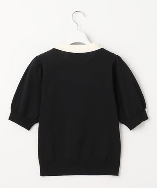 Feroux 【洗える】バイカラー襟 ニット ブラック系