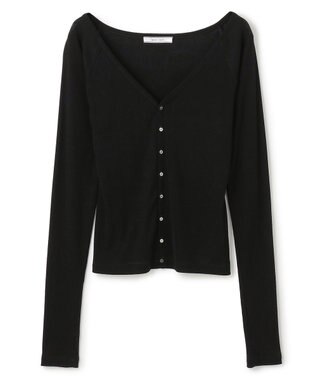BEIGE， 【洗える・BAILA 10月号掲載】MARINO / 2WAYリブコンパクトカーディガン Black