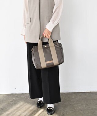 Hekhèr Le Style de Vie 新色追加【日本製 / 2WAY】PUコートコットンキャンバス トートバッグ medium グレージュ