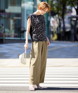 ICB 【WEB限定カラーあり・洗える】 プリントコンビ カットソー ブラックレオパード系