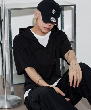 WEGO 【ユニセックス着用ITEM】フェイクレイヤードTパーカー ブラック