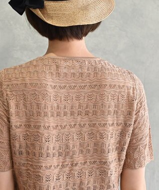 muuc 〈高品質シルク100%〉透かしレース編み 半袖プルオーバー ブロンド