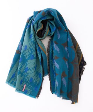POLS コットン・キュプラ MIXTURE　フサスカーフ ブルー