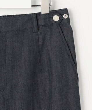 J.PRESS LADIES L セルロースシャンブレー セミワイド パンツ ネイビー系