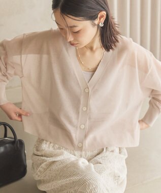 AMERICAN HOLIC ウォッシャブルショート丈シアーカーディガン Light Beige