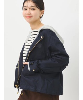 earth music&ecology パーカー付きミリタリーブルゾン Navy