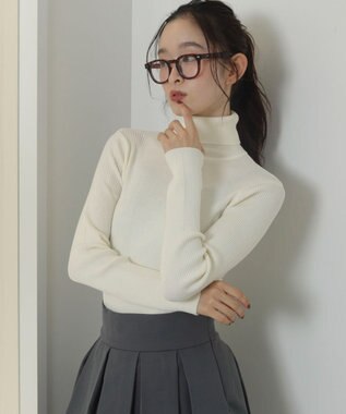 WEGO 【2025年秋冬新作】リブタートルニット ホワイト