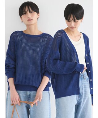 AMERICAN HOLIC ２ＷＡＹメッシュ編みニットカーディガン Blue