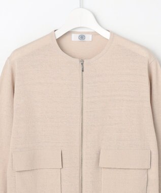 J.PRESS LADIES L LINEN COTTON BLEND ニット ブルゾン ベージュ系