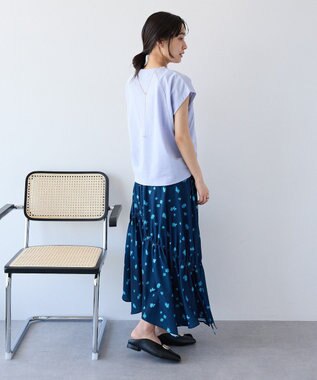CRAFT STANDARD BOUTIQUE ボタニカルプリントデザインスカート Navy