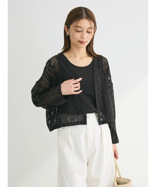 Green Parks ＳＥＴ２点　レースカーデ＋タンクトップ Black